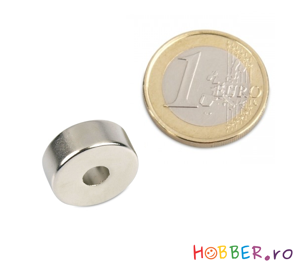 Magnet neodim inel Ø15/4.55 mm, putere 6 kg